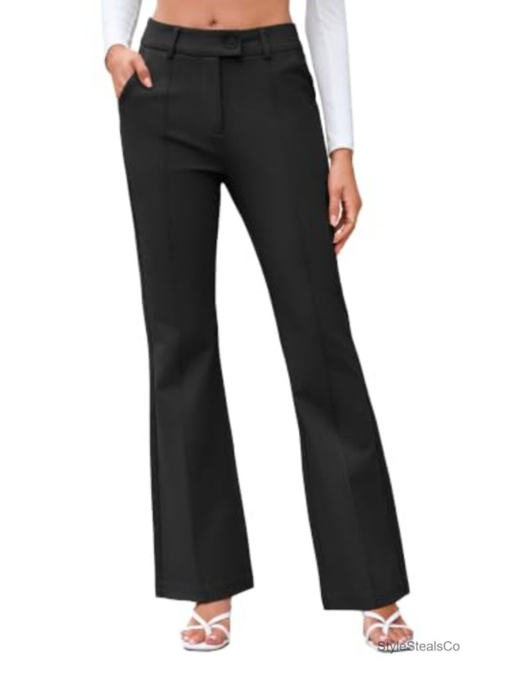 High Waist Flare Work Pants for Women Stretchy Business Slacks